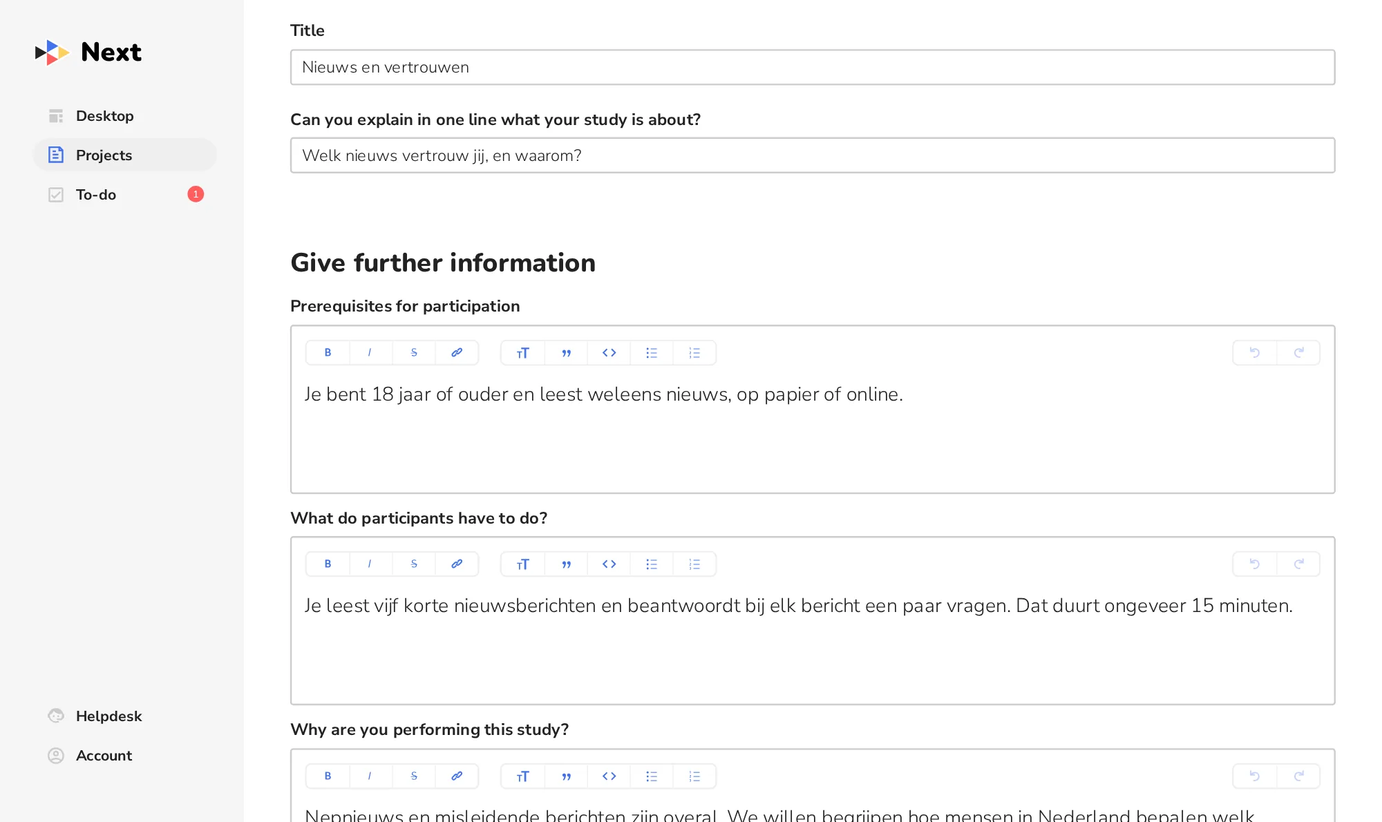 The Panl advertisement: title, one-liner, prerequisites and what participants do