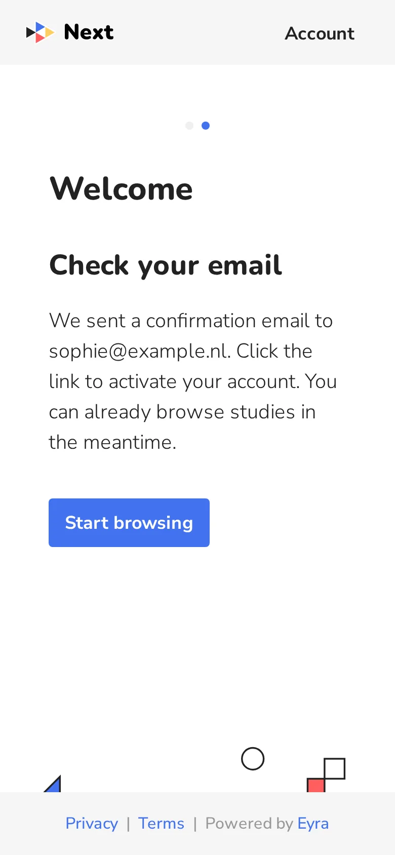 Check your email: click the link to activate your account