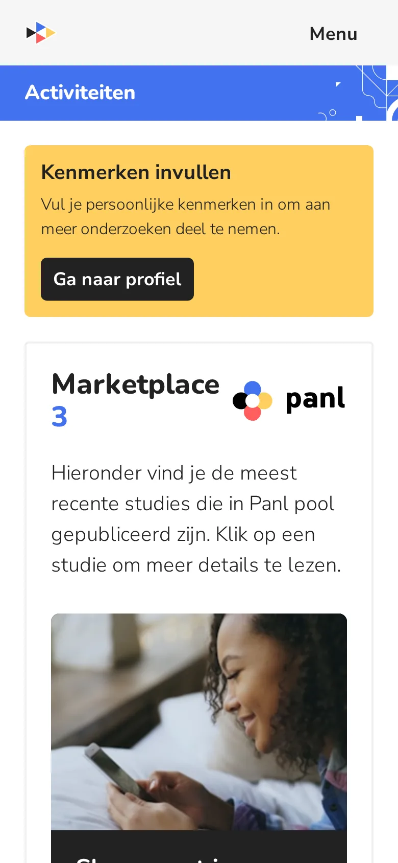 Je startpagina vraagt je om je kenmerken in te vullen