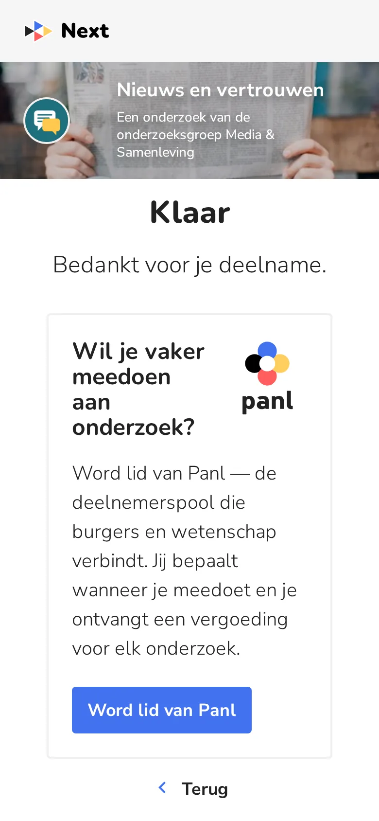After a study: want to take part more often? Join Panl (in Dutch)